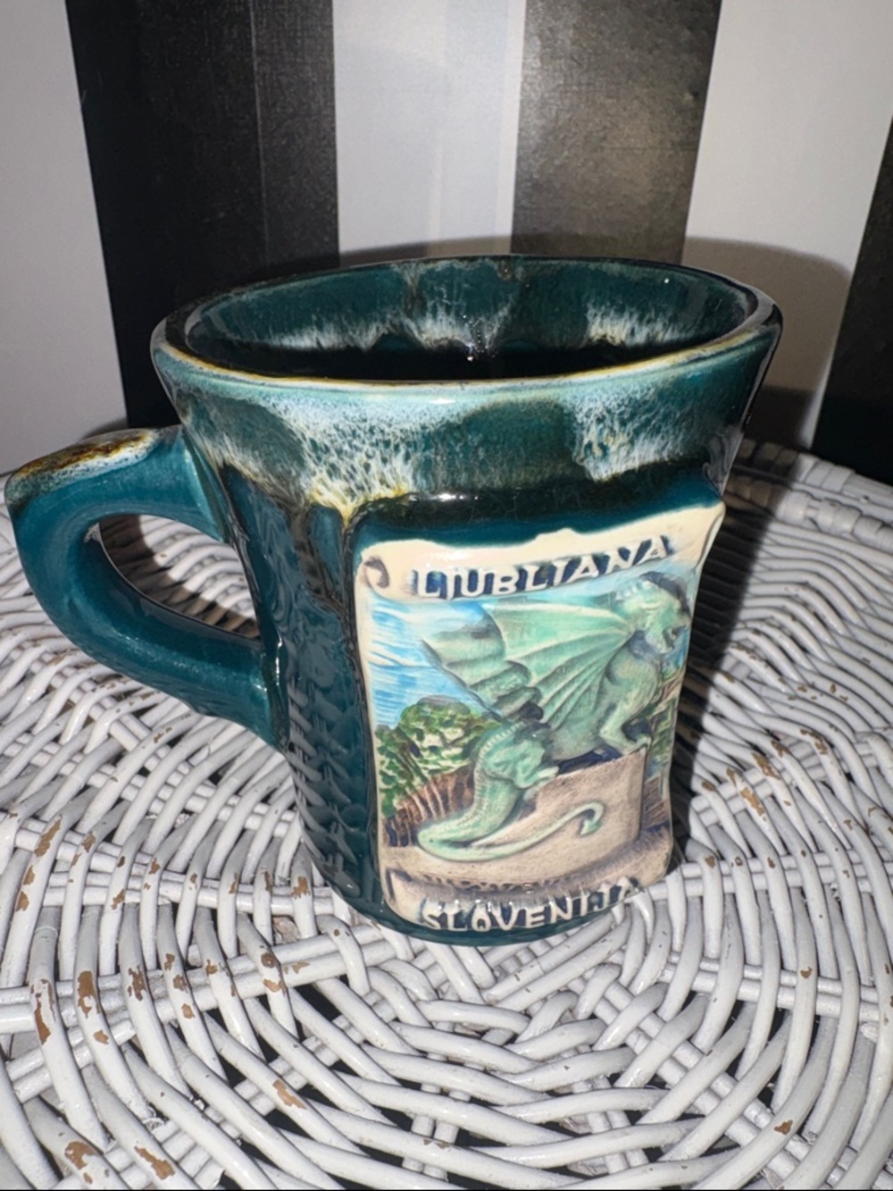 Souvenir Slovenija Green Dragon Ceramic Decorative Coffee Mug - Home Art Accent - Picture 8 of 11